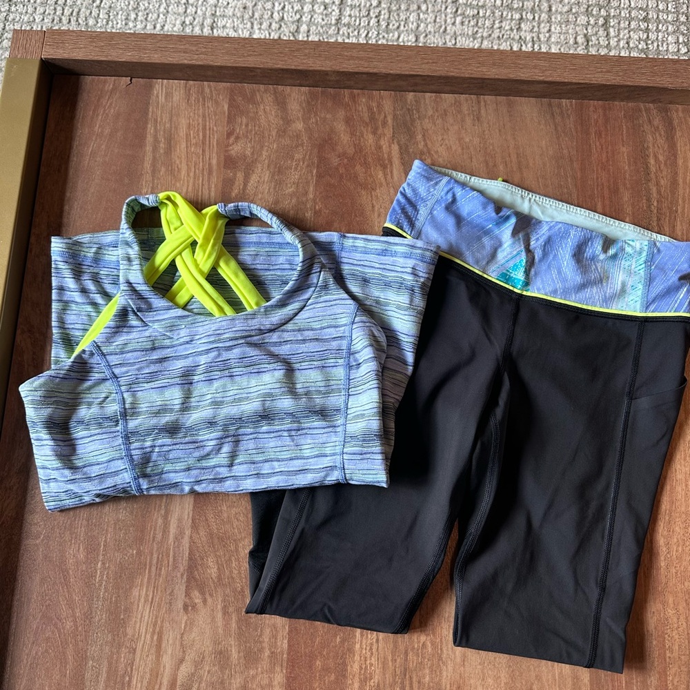 lululemon athletica Black and Blue Leggings